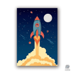 Affiche fusée pour chambre d'enfant, thème espace