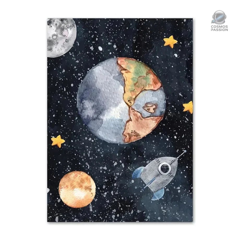 Poster décoratif de la planète Terre pour enfants