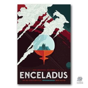 Poster vintage voyage vers Encelade