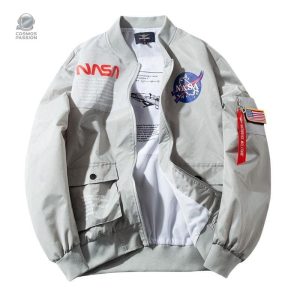 Veste bomber inspirée par la NASA en couleur grise