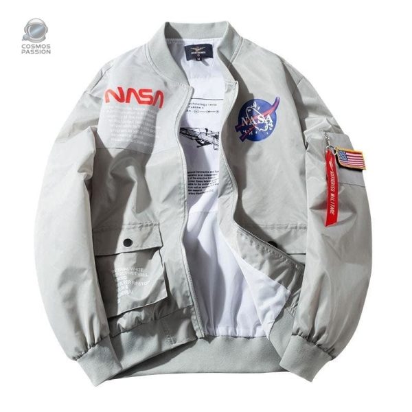 Veste bomber inspirée par la NASA en couleur grise