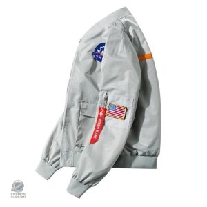 Bomber élégant gris, parfait pour les fans de l'espace