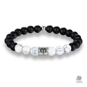 Bracelet Zodiaque pierres noires et blanches