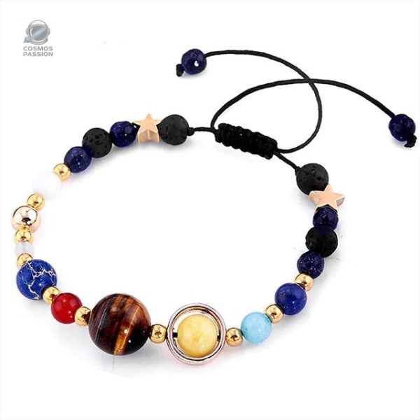Bijou astronome avec sphères représentant les planètes