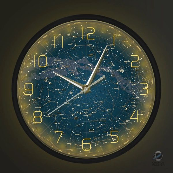Horloge décorative avec motifs d'étoiles et de constellations