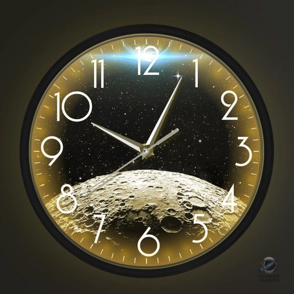 Décoration murale en forme d'horloge avec motif lunaire