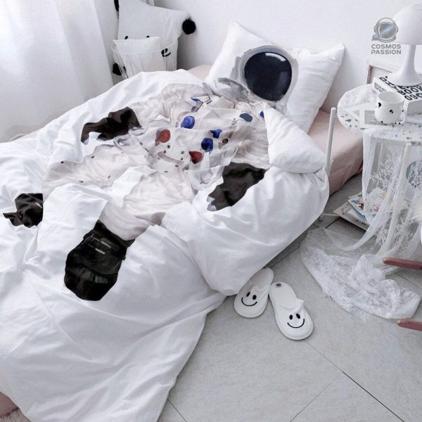 Housse de couette combinée à motif astronaute pour chambre moderne
