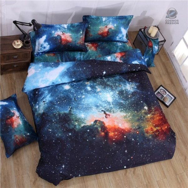 Housse de couette sur le thème de l'espace, style nébuleuse