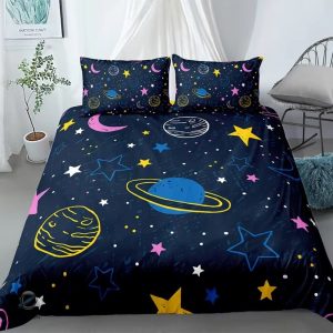 Housse de couette colorée avec motifs planétaires