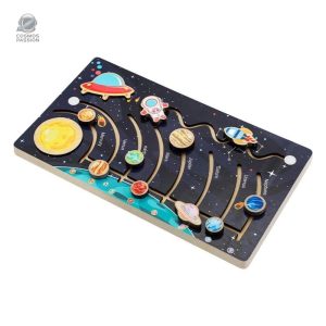 Jouet en bois interactif système solaire