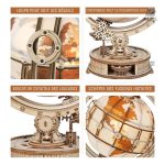 Globe en bois illuminé, parfait pour la décoration intérieure