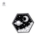 Pin's représentant une planète et une lune stylisées