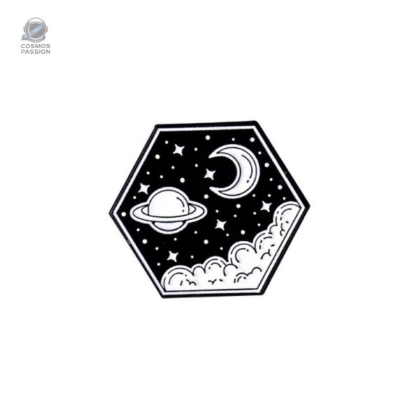 pins-planete-lune-noir-et-blanc-1 Pin's représentant une planète et une lune stylisées