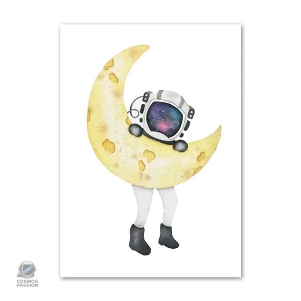 poster-aquarelle-astronaute-1 Poster d'astronaute pour la décoration de chambre d'enfant