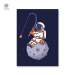 Poster Astronaute à la Pêche aux Étoiles en décoration murale