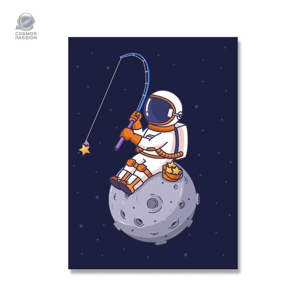 Poster Astronaute à la Pêche aux Étoiles en décoration murale
