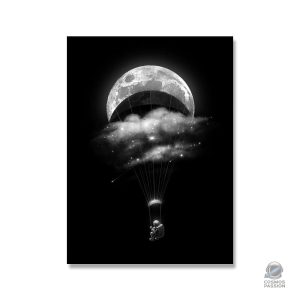 Poster Astronaute en Parapente Lunaire pour décoration murale