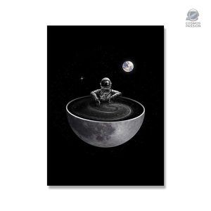Poster d'astronaute se baignant dans une Demi-Lune