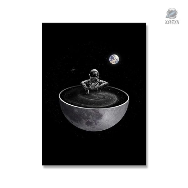 Poster d'astronaute se baignant dans une Demi-Lune