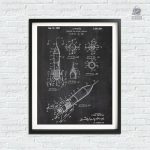 Affiche espace avec design de brevet de fusée, art mural