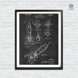 Affiche espace avec design de brevet de fusée, art mural