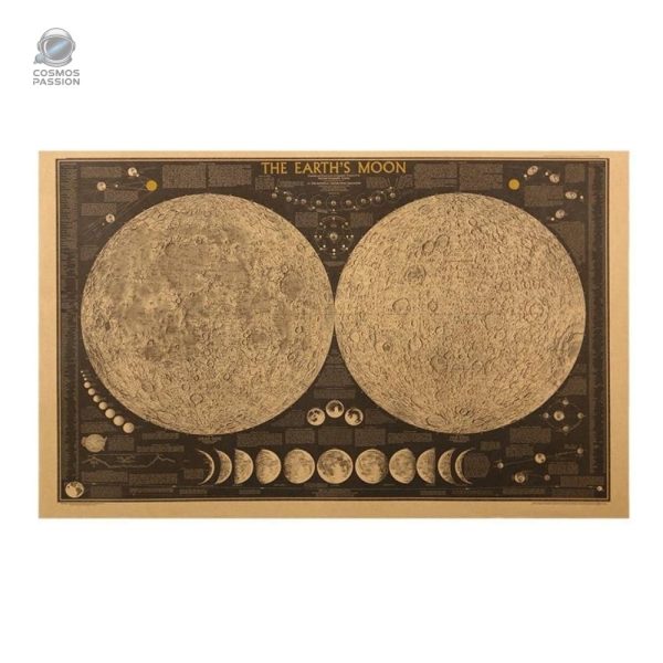 poster-carte-de-la-lune-1 Affiche décorative représentant la surface de la Lune