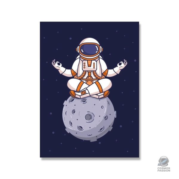 poster-chambre-enfant-astronaute-en-meditation-1 Poster Astronaute en méditation dans un décor apaisant