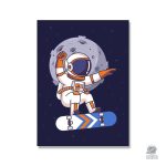 Poster Astronaute Skateboard flottant dans l'espace