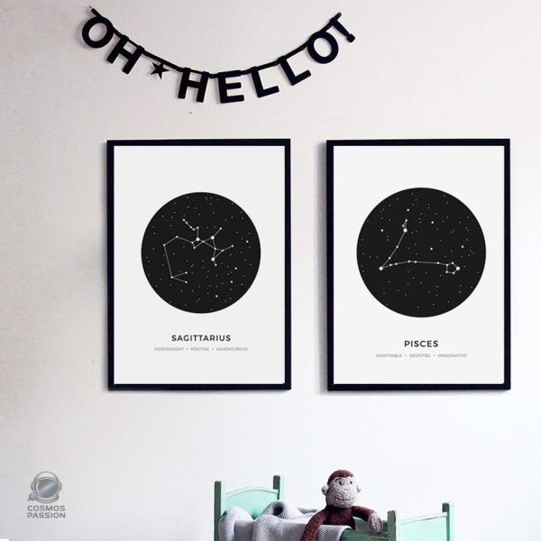 Illustration des constellations étoilées sur fond noir