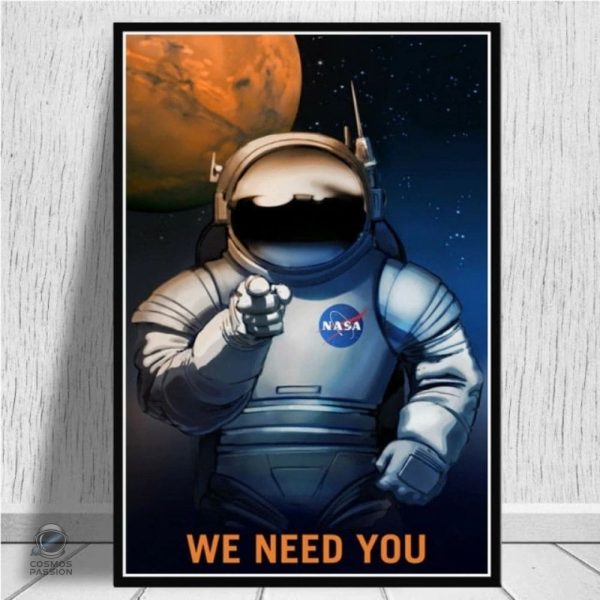 poster-de-recrutement-astronaute-vintage-1 Poster vintage recrutement astronaute pour décoration murale