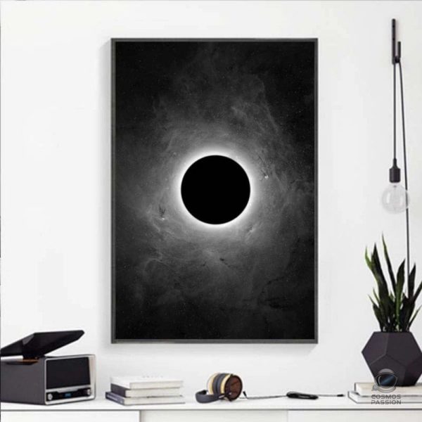 poster-eclipse-noir-et-blanc-1 Poster Éclipse Solaire Totale en design captivant pour passionnés d'espace