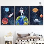 Décoration murale astronaute pour chambre d'enfant, design coloré