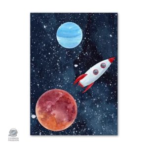 Poster enfant vaisseau spatial pour une décoration ludique
