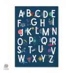 Poster Alphabet Spatial avec lettres colorées et design galactique