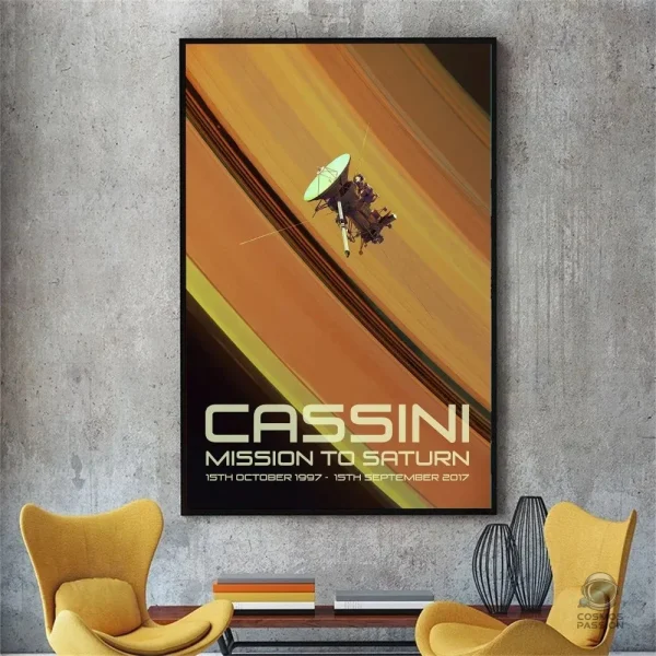 poster-mission-cassini-1 Poster Cassini décoratif de la planète Saturne
