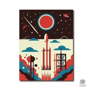 Poster coloré de décollage pour décoration astronaute
