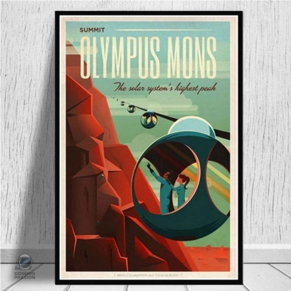 poster-olympus-mons-retro-1 Poster rétro représentant Olympus Mons en décoration planétaire