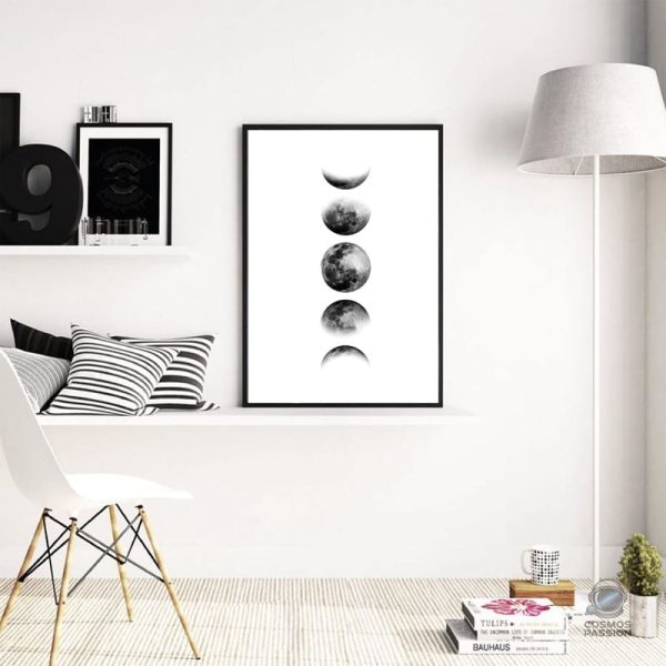 Posters de l'espace avec les étapes de la lune