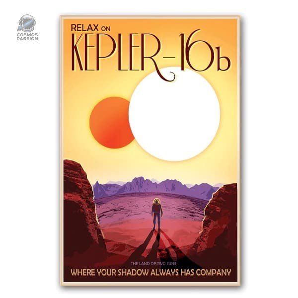 poster-planete-vintage-1 Poster vintage de la planète Kepler 16b dans l'espace