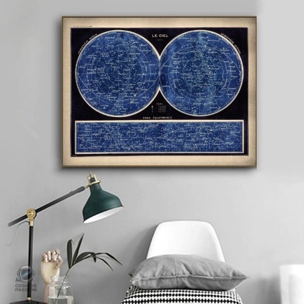 poster-planisphere-celeste-1 Poster Planisphère Céleste illustrant les constellations