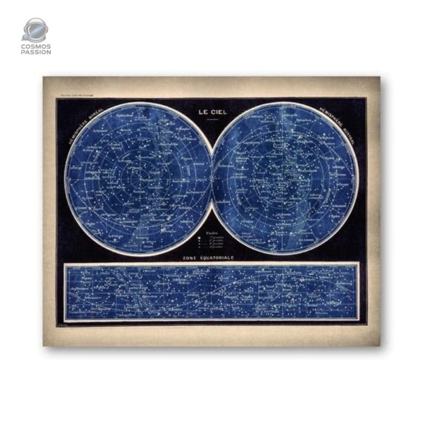 Affiche d'astronomie avec carte des étoiles