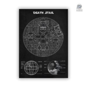 Poster étoile de la mort avec plans détaillés