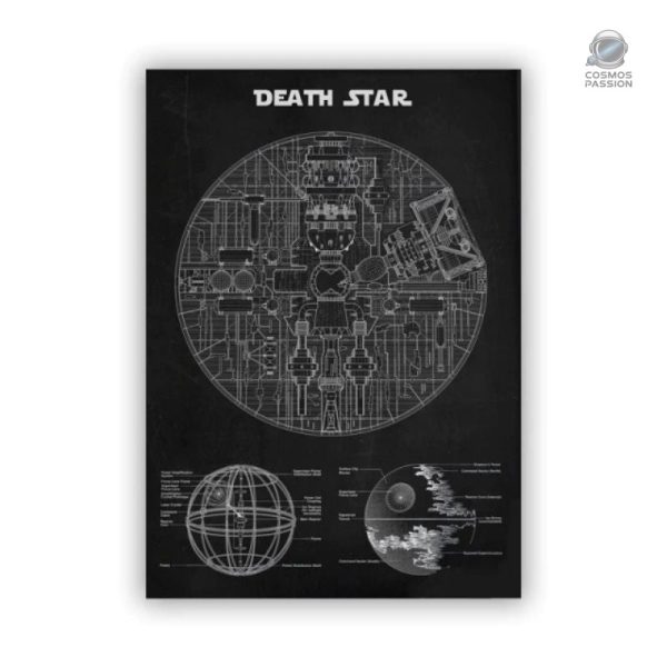 Poster étoile de la mort avec plans détaillés