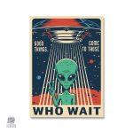 Poster rétro d'Alien dans un style vintage pour décoration.