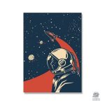 Poster rétro d'un astronaute pour décoration murale