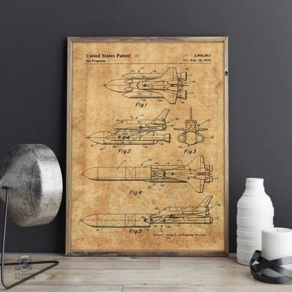 Affiche navette spatiale, art mural cosmique