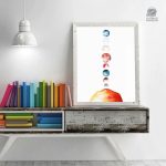 Affiche artistique représentant les planètes du système solaire