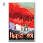 Poster vintage Kepler 186f, illustration d'une exoplanète fascinante
