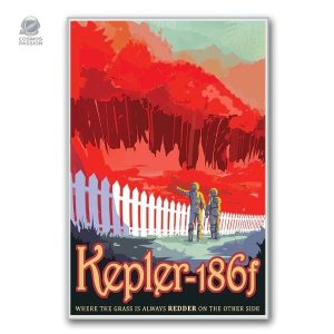 Poster vintage Kepler 186f, illustration d'une exoplanète fascinante