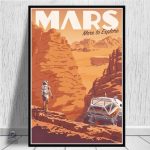 Poster vintage de l'exploration de Mars en décoration intérieure